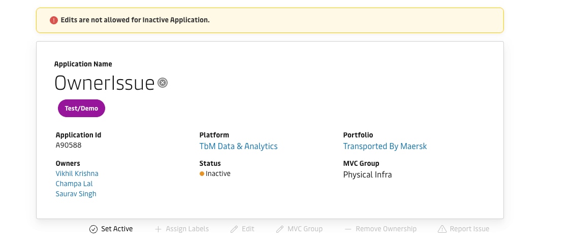 Inactive Application Edit Restriction