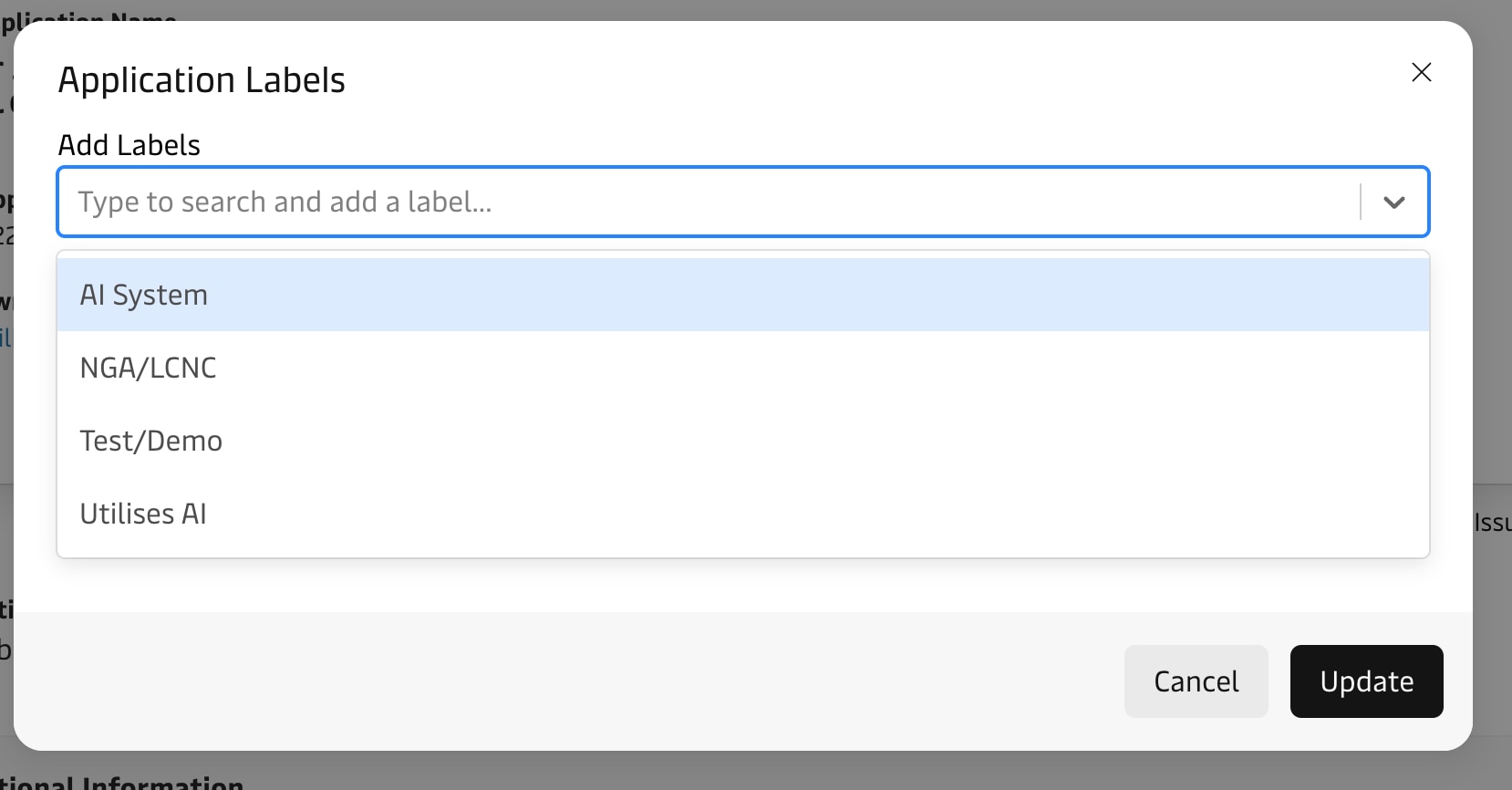 Default Label List